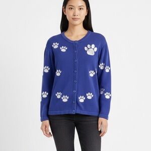 Nitro USA UK Wildcats Paw Print Cardigan Sweater Women’s M Blue Game Day Y2K